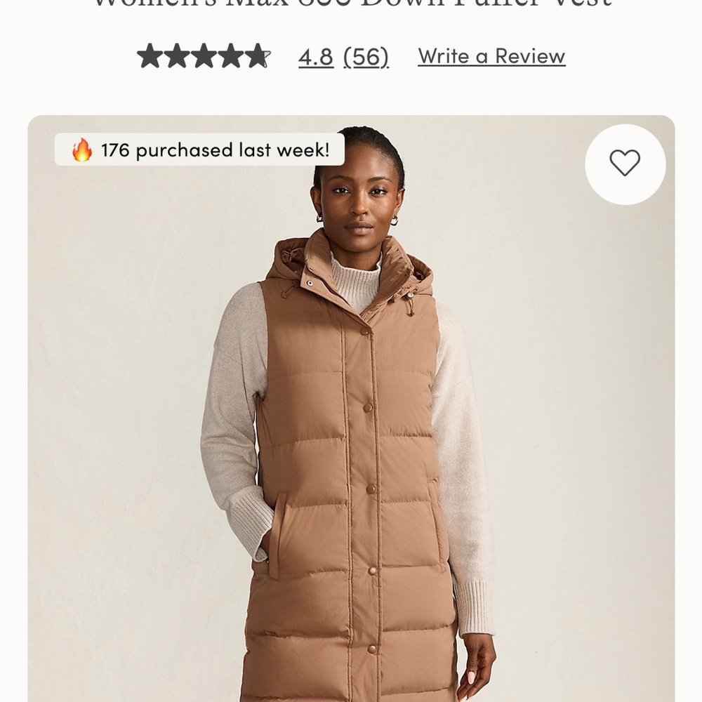 Lands' End Women's Brown Puffer Vest